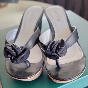 GUESS Black Sandals with Floral Accent